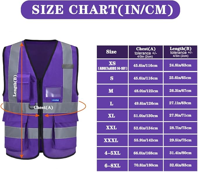 A-SAFETY Purple safety vest for women with pocket