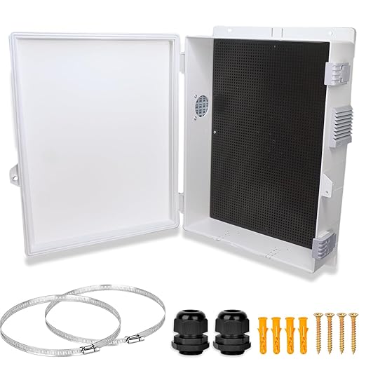 Electrical Junction Box, Outdoor Water Resistant Nema Enclosure, Ventilated ABS Plastic WiFi Project Box with Internal Mounting Panel & Hinged Cover 15.7" Lx 11" Wx 4.1" H