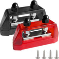 Ampper 1/4" Power Distribution Block Bus Bar 12V 150A, Dual Studs M6 Busbar Battery Junction Post Distribution Block for Car and More (W/Cover, Red and Black)