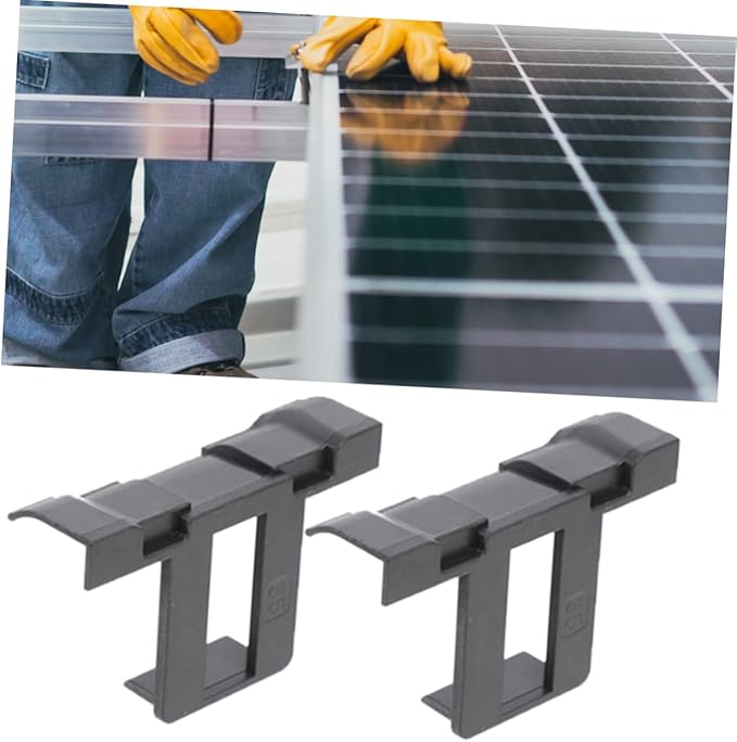 12pcs Solar Panel Water Drainage Clips Photovoltaic Cleaning Brush Deflector Clip Mounting Clamps for Outdoor Maintenance