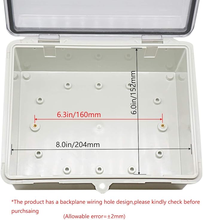Zulkit Junction Box ABS Plastic Dustproof Waterproof IP65 Electrical Boxes Hinged Shell Outdoor Universal Project Enclosure Clear Cover with 2 Cable Glands 8.7 x 6.7 x 4.3 inch (220x170x110 mm)