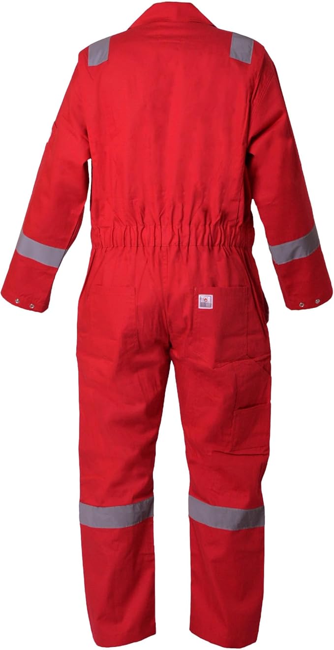 Flame Resistant FR Hi Vis Coveralls for Men NFPA 2112 Complied 7oz Overall for Men Reflective Tape 6 Pockets Coverall