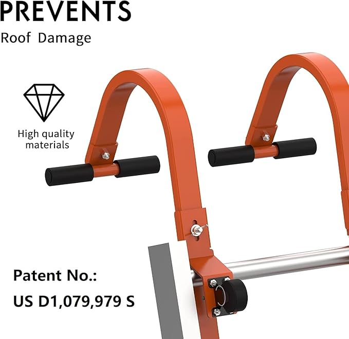 2 Pack Heavy Duty Roof Ladder Hook with Wheel,Extension Ladder Stabilizer for Roof with Rubber Grip T-Bar for Damage Prevention, Fast and Easy Setup to Access Steep Roofs