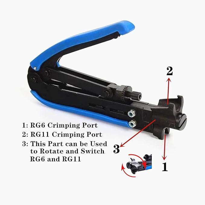 Coax Cable Crimper Tool Kit, Coaxial Compression Tool for rg6 rg59 rg11, Wire Stripper, 10pcs RG6 F Male and Female Connectors, Screwdriver