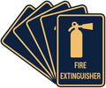 Signs ByLITA Portrait Round Fire Extinguisher Sign with Adhesive Tape, Mounts On Any Flat Surface (Navy Blue/Gold) - Large (5 Pack)