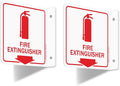 Faittoo Fire Extinguisher Sign, 2 Pack Fire Extinguisher with Down Arrow - 6 x 6 Inches Acrylic Plastic, 2 Pre-Drilled Holes, Includes Matching Screws, Easy To Mount, Use for Home Office/Business