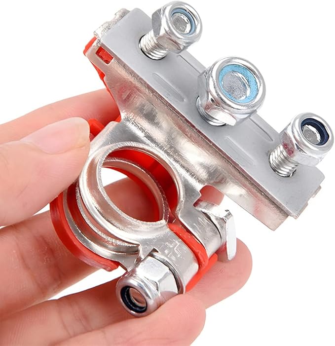 zipelo Battery Terminal Connector, Top Post Battery Cable Terminal Clamp Set, Positive and Negative 1 Pair, Good Contact and Corrosion Resistance (Style 2, 2PCS)