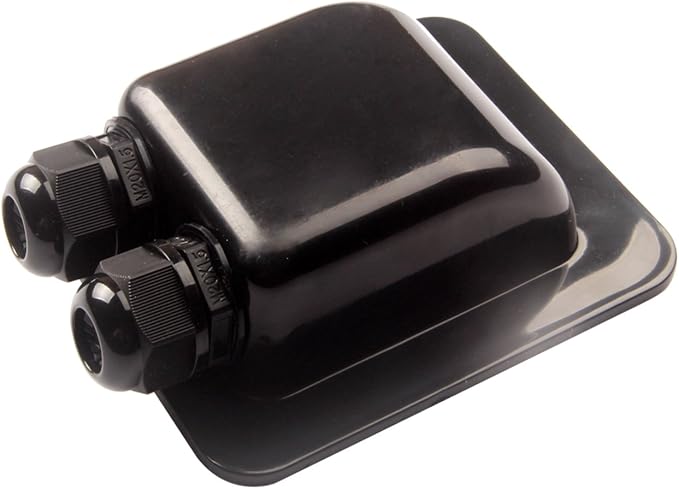 LINKSOLAR Weatherproof ABS Solar Double Cable Entry Gland,Curved Cable Connector for All Cable Types 6mm² to 12mm² for Rv, Campervan, Boat (Type D, Black)