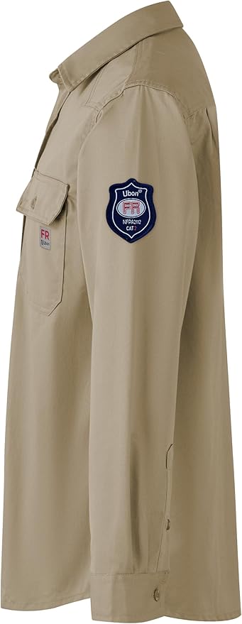 Ubon FR Shirts for Men Flame Resistan Welding Shirt FRC Work Shirt Long Sleeve Welder Shirts 7.5 Oz