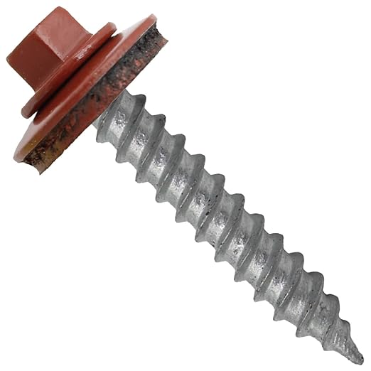 Metal Roofing Screw: (250) 12 x 1-1/2" RED Hex ReGrip Sheet Metal Roof Screw. Sharp Point metal to wood siding screws. 5/8" EPDM washer.