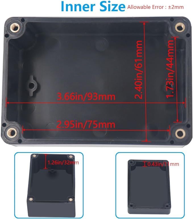Project Box ABS Black Electrical Boxes IP67 Outdoor Waterproof Box Electronic Junction Box Power Enclosure with Cable Glands for DIY Project 3.9 x 2.7 x 2 inch (100x68x50mm)