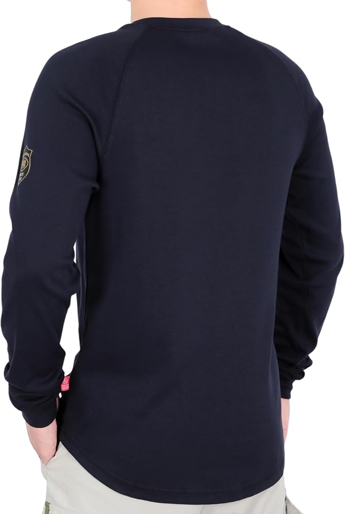 BOCOMAL FR Shirt 7oz Heavyweight Flame Resistant Shirts for Men Fire Retardant Long Sleeve Crew Work Shirts CAT2