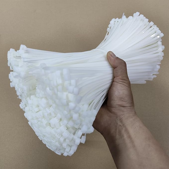 Zip Ties 1000 pcs 12 inch Cable Zip Ties Heavy Duty, Premium Plastic Wire Ties with 50 LBS Tensile Strength, UV Resistant Cable Ties, Self-Locking White Nylon Tie Wraps Straps for Indoor and Outdoor