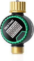 RESTMO 360° Rotatable Water Flow Meter, Pure Brass Inlet & Outlet Water Meter, Measure Gallon/Liter Consumption and Flow Rate for Garden Hose Watering, RV Water Tank Filling and Lawn Sprinkler
