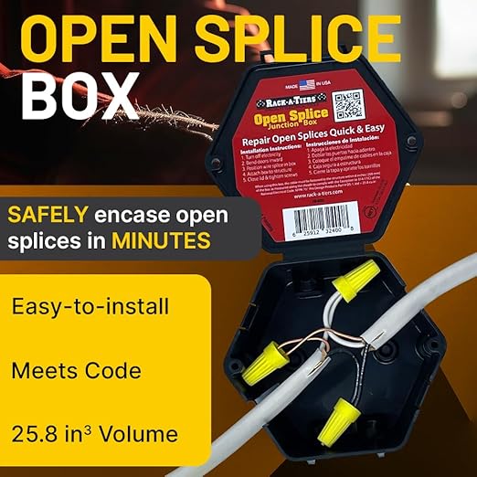Rack-A-Tiers Open Splice Junction Box (5 Pack) (UL Listed), One-Piece Junction Box Splice Box. 5 Second Installation (JB400.p5)