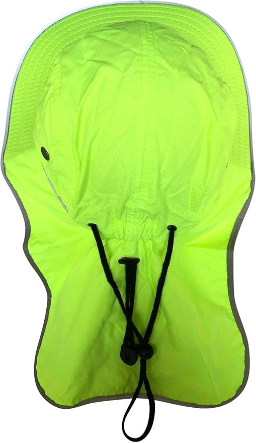 Men High Visibility Sun Hat with Neck Flap Wide Brim Boonie Hat Bucket Cap Packable Adjustable
