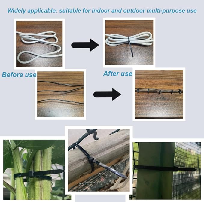 Zip Ties, Cable Ties, 1000Pcs 4Inch 18Lb Tensile Strength Black Premium Self-Locking Nylon Zip Ties For Home Office, Garden, Workshop Fences