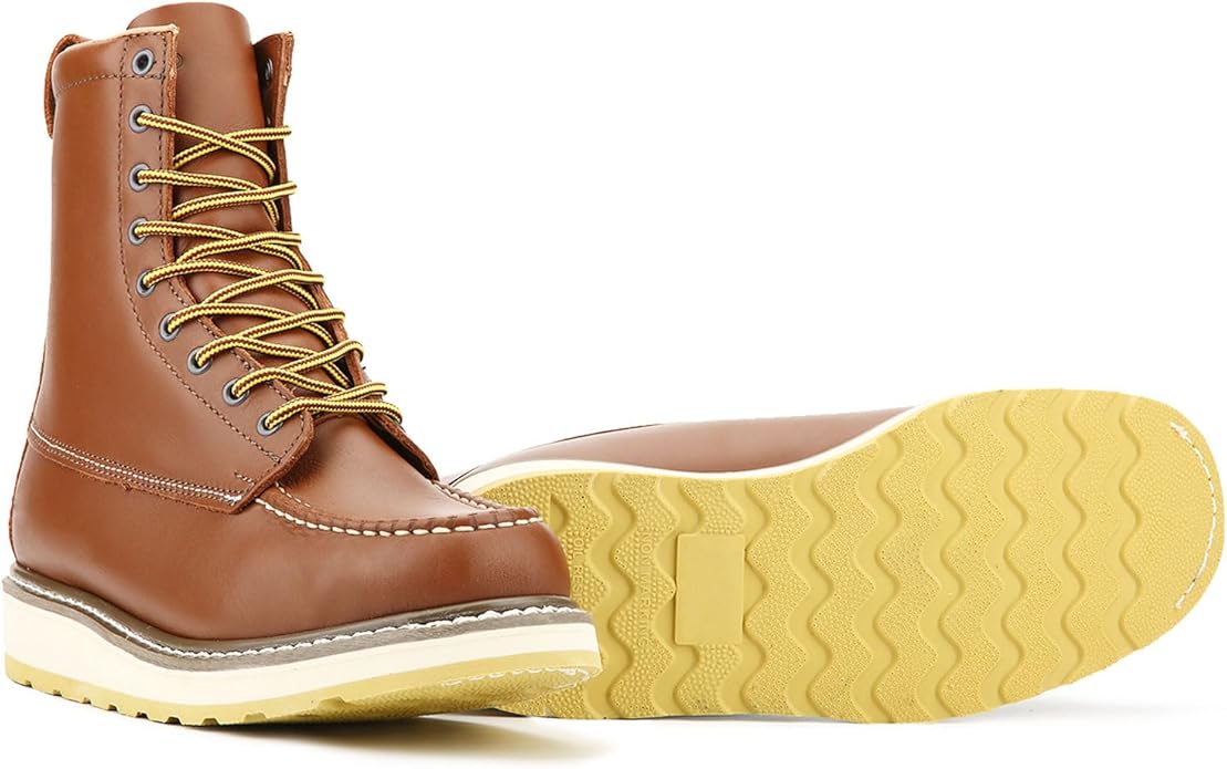 Men's SureTrack 6" & 8'' Leather Soft Toe Work Boot for Men, Welt Construction, Oil/Slip Resistant, Wedge Sole, Moc Toe Men's Work Boots, EH, 84994 & 86994