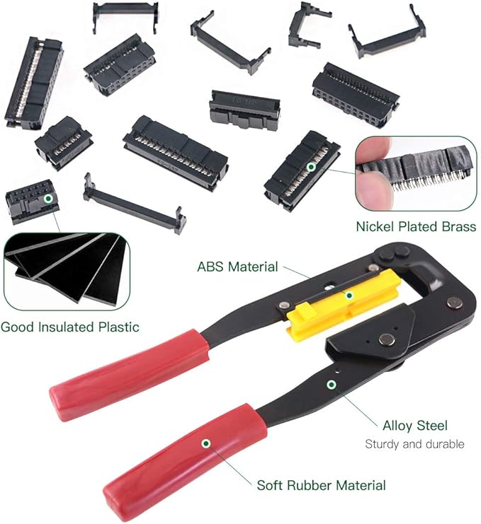 Keadic 49 Pieces FC-10 16 20 26 Pin Female Header IDC Cable Connector 2.54mm Pitch with IDC Crimp Tool, for Flat Ribbon Cable and IDC Connectors