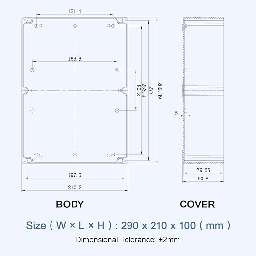 LeMotech Electrical Box Clear Cover Project Box IP65 Waterproof Junction Box ABS Plastic Case Universal Enclosure for Electronics, Black 11.4"x 8.2"x 3.9"(290x210x100mm)(Pack of 1)