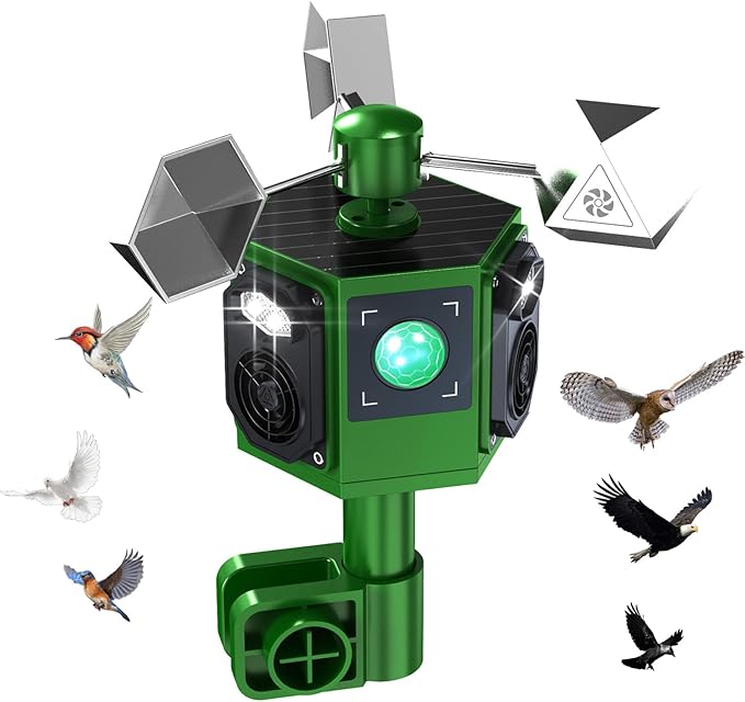 2026 Solar Ultrasonic Bird Repellent Devices Outdoor&Bird Scare Device with Reflective Bird Repeller-Woodpecker Deterrent Goose Deterrent Suitable for Outside Patio Balconies Garden Farm