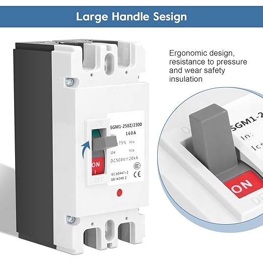 Yosoo Health Gear Dc Circuit Breaker 2p Plastic Case Circuit Breaker Solar Switch 500v 160a, Suitable for Solar Panel Power Grid System