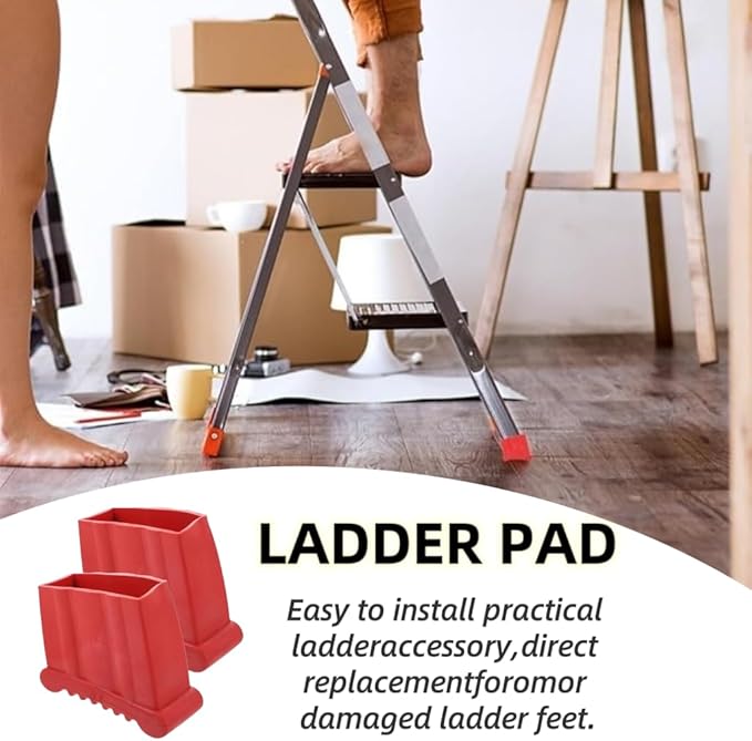 Ladder Feet-2PCS Covers Non Slip Rubber Steep Ladder Foot Pads Cushion Extension Ladder Feet Covers Security Bumpers Replacement Ladder Accessories Red, Step Ladder Rubber Feet Replacement