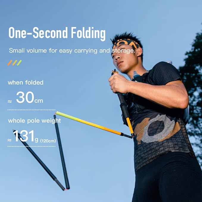 AONIJIE Trekking Poles -2 Ultralight Collapsible Carbon Fiber Hiking Poles with Anti-Shock and Quick Lock System, Folding Walking Sticks for Hiking, Camping