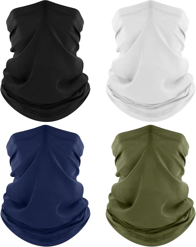 4 Pack Neck Gaiter, Cooling Breathable Face Mask UV Protection Scarf Hiking Bandana for Men/Women