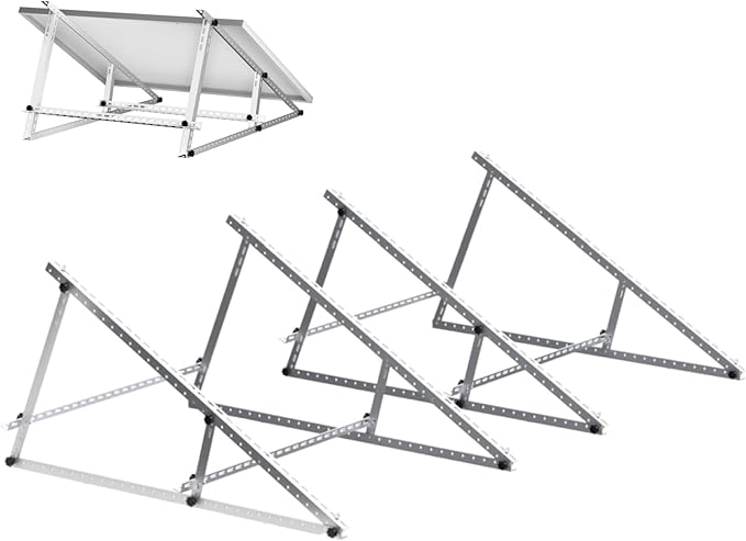 Solar Panel Mounting Brackets, 2 Sets 46 inch with Beam Reinforcement Support and Adjustable Inclined Legs, Ideal for 2-4pcs 100 200 300 400 500 Watt Solar Panel, for Roof, Boat, RV, and Off-Grid