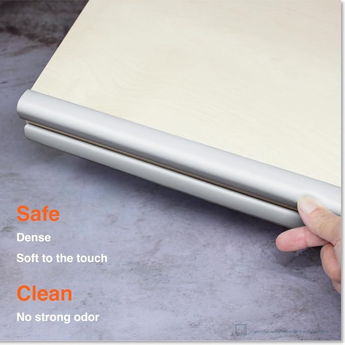 Roving Cove Slimfit Edge Protector for Baby Proofing (9ft Small Edges Only), Soft Rubber Foam Furniture Safety Bumper Guard, Desk Cushion, 3M Adhesive, Stone Grey