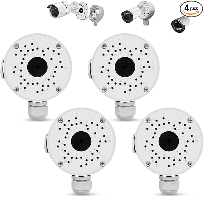 【Security Camera Junction Box】 Universal Bullet Security Camera Mount Bracket, IP66 Waterproof Junction Box for Camera（4 Pack）