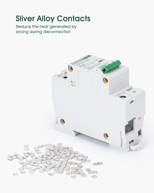 12V-110V DC Miniature Circuit Breaker, 100 Amp 1 Pole Battery Breaker Protector for Solar PV System and RV, Thermal Magnetic Trip, DIN Rail Mount, High Current DC Disconnect Switch MCB 1P B100