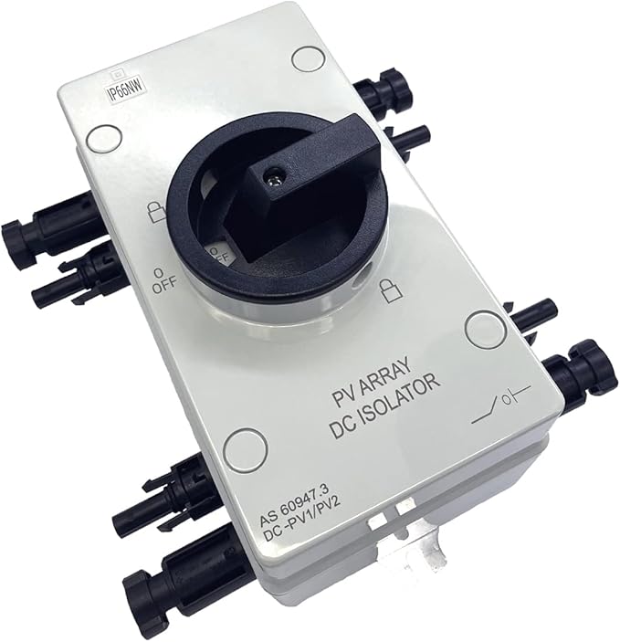 IP66 Solar PV DC Quick Disconnect Switch 64 Amp, 1000V Solar Combiner Box, PV Solar Panel Disconnect Switch with Solar Connector for Solar Power System, Off/On-Grid Solar System, RV and Boats