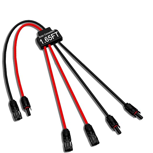 Solar Connectors for 2 Solar Panels,Tool-Free Solar Cable Splitter, IP68 Waterproof Solar Wires Connectors,2to 4 Y Branch Parallel Adapter for PV Cable