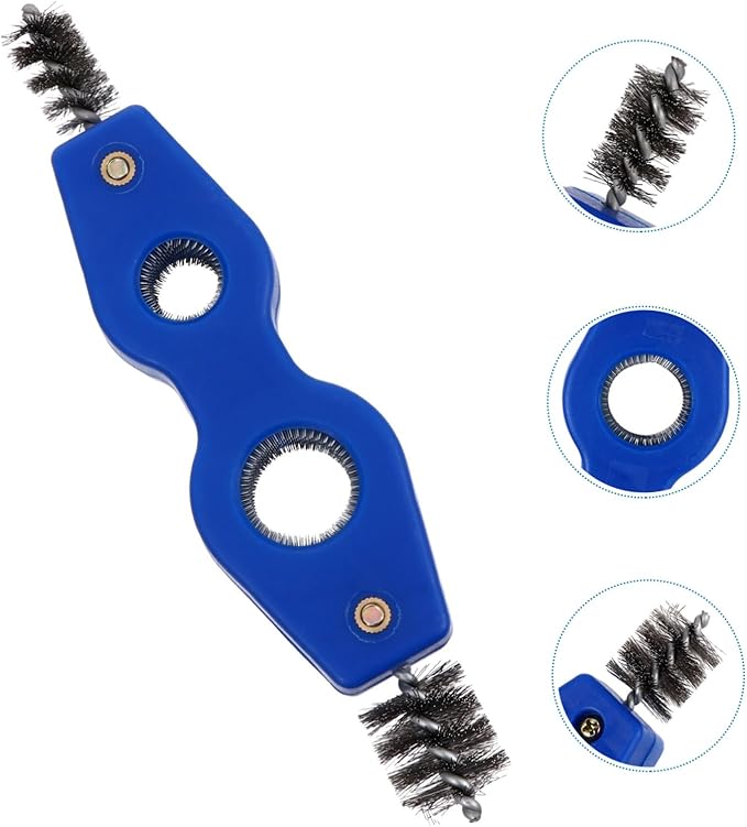 Wakauto Car Battery Brush Battery Terminal Cleaning Brush, 4 in 1 Steel Wire Brush Heads for Battery Terminals Machine Parts Cleaner Tool