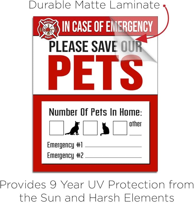 IT'S A SKIN Pet Rescue Sticker - Fire Safety - Emergency Pet Window Decal - Dog Cat 4x5 Durable Laminate 4 Pack