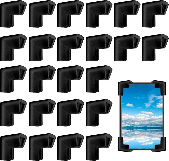 24Pcs Foam Protection Corner for Mirror TV Picture Frame,Packing Foam Corner Protectors for Shipping Moving,Edge Protection for Packing Fragile Artwork(Black)
