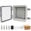 Waterproof Electrical Box, IP67 Junction Box Stainless Steel Latch Hinged Clear Cover Project Enclosure with Wall Bracket 5.9"x5.9"x3.5"
