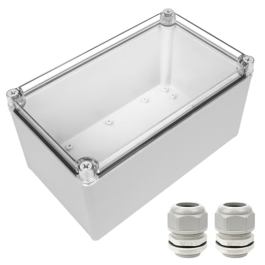 LeMotech Junction Box IP67 Waterproof Dustproof Electrical Box Project Box DIY Enclosure Gray with Transparent Clear Cover, External Size 9.8x5.9x5.1in (250x150x130mm)