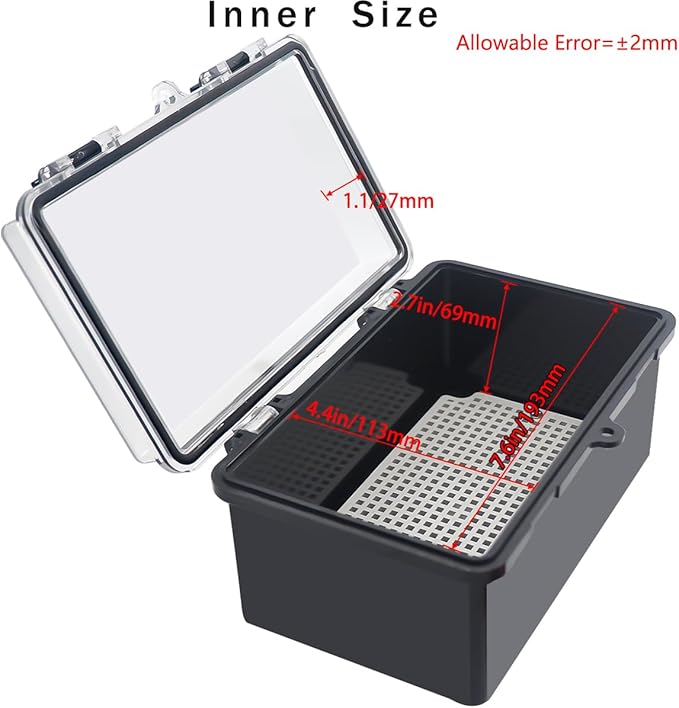 Junction Box, Hinged Black Clear Cover IP67 Waterproof ABS Project Box with Mounting Plate Electrical Box Enclosure with Wall Bracket 8.3 x 5.1 x 4.3inch(210x130x110mm)