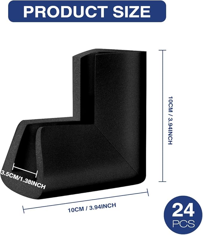 24Pcs Foam Protection Corner for Mirror TV Picture Frame,Packing Foam Corner Protectors for Shipping Moving,Edge Protection for Packing Fragile Artwork(Black)