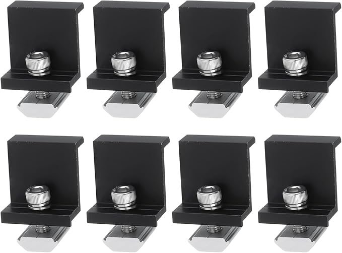 uxcell 8Pcs Solar End Clamp, 40mm Aluminum Adjustable Solar Panel Mounting Bracket Clamp Solar Mounting Z Bracket Clamps for Solar Panel PV Mounting System, Black