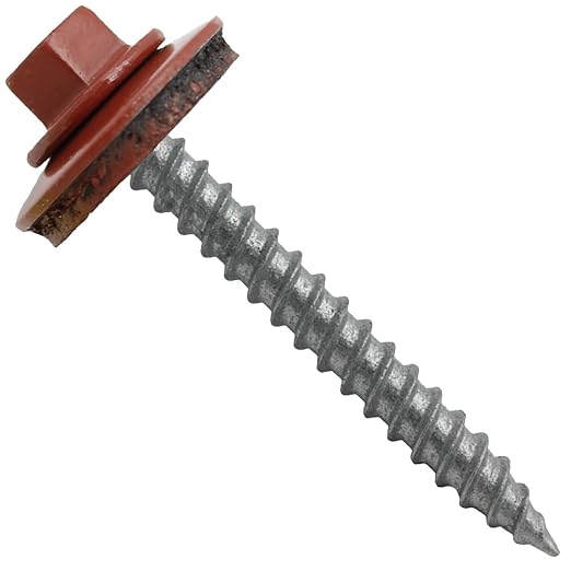 Metal Roofing Screws: (250) 12 x 2 RED Hex Sheet Metal Roof Screw. Sharp Point Metal to Wood siding Screws. 5/8" EPDM Washer