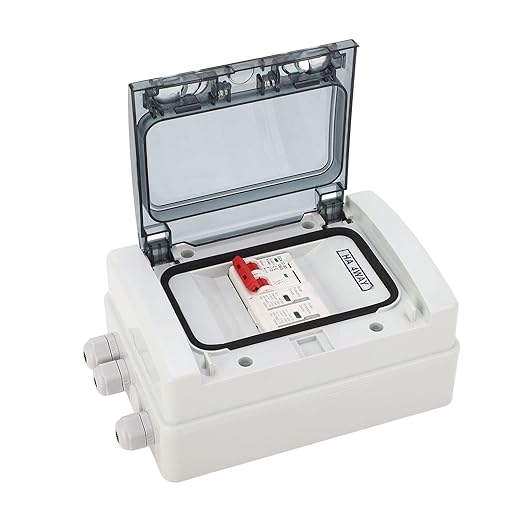 DC Solar Disconnect Switch, PV DC Miniature with IP65 Distribution Box for Solar Panels, 500V Photovoltaic Electrical Isolator Switch for Outdoor Use (63A)
