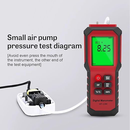 YZT Digital Manometer - Air, Gas Pressure Meter with Differential Gauge and Dual-Port Tester (9v Battery Included)