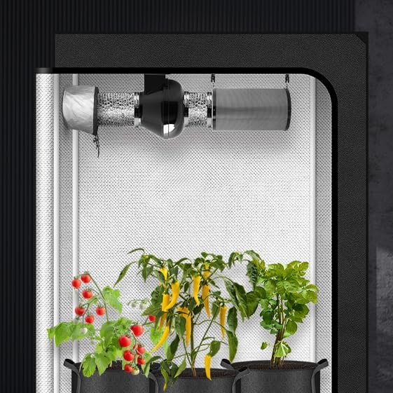 iPower 4 Inch 195 CFM Inline Ventilation Fan Quiet Vent Blower Carbon Filter with Prefilter, 8 feet Aluminum Ducting for Grow Tent Air Circulation