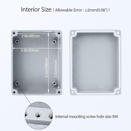 LeMotech Junction Box, Aluminum Alloy Metal Electrical Box, IP67 Waterproof Dustproof Project Box, Outdoor Universal Enclosure, Grey 4.5x3.5x2.2in (115x90x58mm)