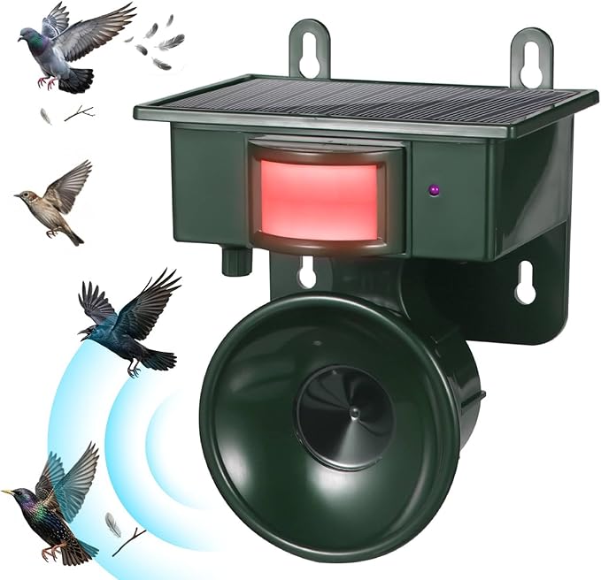 2026 Solar Ultrasonic Bird Repellent Devices Outdoor Solar Woodpecker Deterrent for House Outdoor Waterproof Pigeon Deterrents for Outside to Keep Pigeon Crows Starlings Out of Yard Garden Balconies