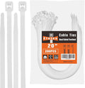 20 Inch White Long Zip Ties Heavy Duty 200 Pack, 2025 New Patented Design, 100 LBS Tensile Strength, Self-Locking Nylon PA66 UV Resistant Cable Ties for Indoor and Outdoor Use